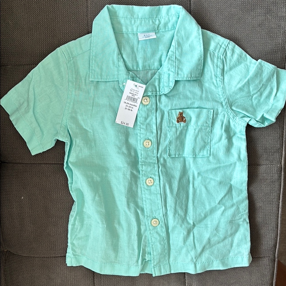 BNWT Baby GAP button down short sleeve shirt size 18-24m